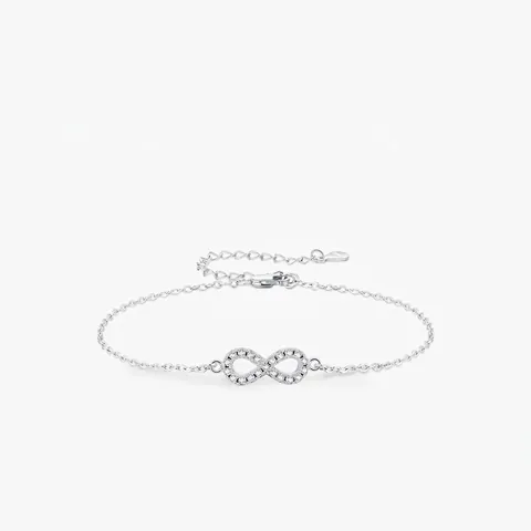 Infinity Bracelet 925 Sterling Silver Moissanite D Color VVS1 Pave Adjustable Chain Minimalist Jewelry For Women