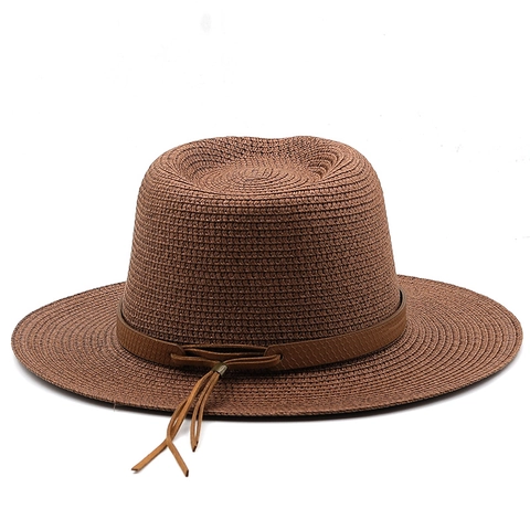 Cappello Fedora Di Paglia Panama A Tesa Larga Protezione Solare Estate Spiaggia Vacanze Stile Vintage Con Cinturino In Pelle Unisex