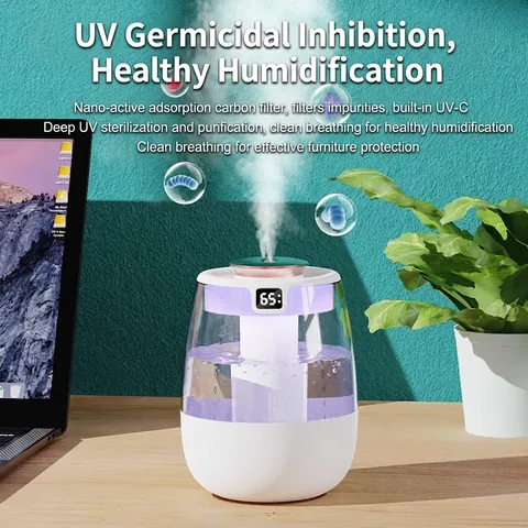Luchtbevochtiger Dubbele Spray LED Digitaal Display USB Desktop Stil UV Sterilisatie Nachtlicht Grote Mist Plastic Kantoor