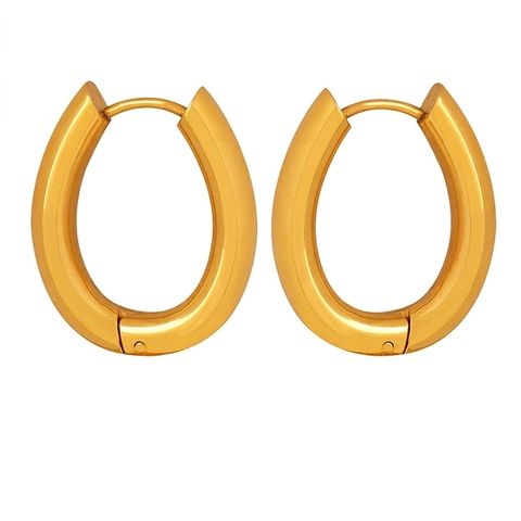 Minimalistische U Vormige Creolen Roestvrij Staal 18K Verguld Geometrisch Dik Ovaal Huggie Voor Vrouwen Vintage Sieraden