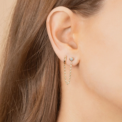 Strass Gliederkette Ohrringe Mit 925 Sterling Silber Ohrstecker Kupfer Quaste Minimalistischer Schmuck Für Frauen