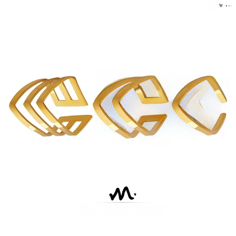 Anillo De Acero De Titanio En Forma De V Geométrico Hueco Multicapa Ajustable Abierto Para Mujer Joyería Minimalista