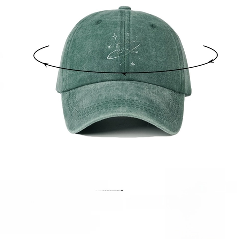 Casquette de Baseball Ajustable en Coton Délavé Vintage avec Broderie Planète pour Hommes Femmes Chapeau de Soleil Sport