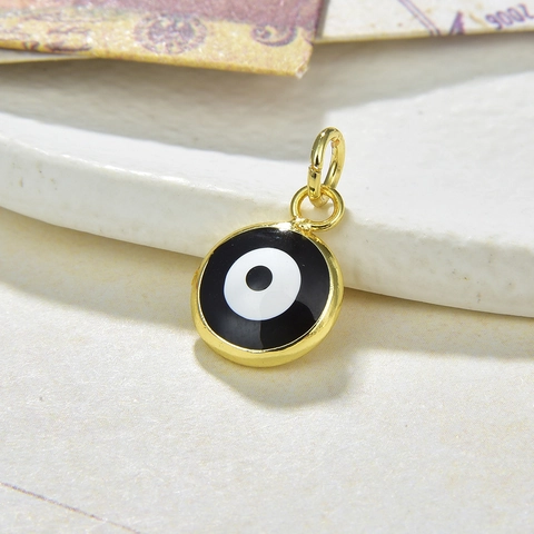 Evil Eye Halskette Rund Kupfer Vergoldet Emaille Anhänger Böhmisch Schutzamulett Modeschmuck Für Frauen