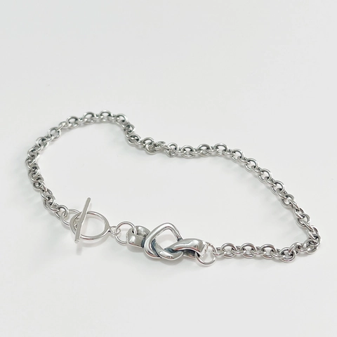 925 Sterling Silber Armband Knoten Herz Unendlich Design Minimalistisch Knebelverschluss Eleganter Schmuck Für Damen