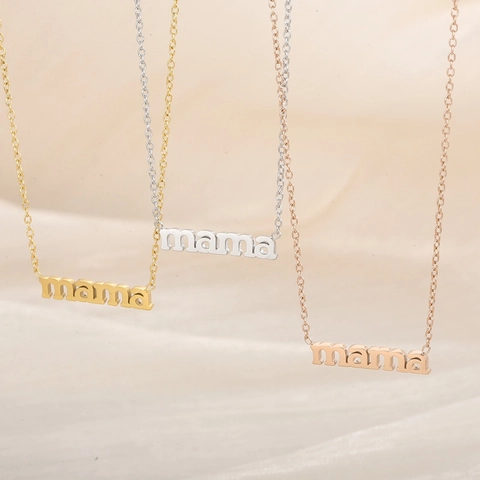 Collar Con Colgante De Letra Mama Chapado En Oro De 18K Acero Inoxidable Joyería Minimalista Regalo Para Madre Mujeres