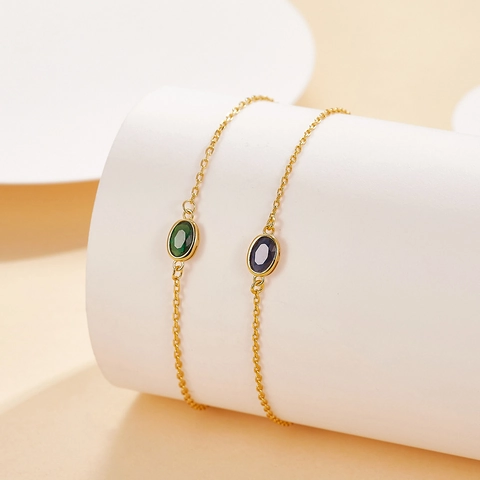 Geometric Bracelet 925 Sterling Silver Colorful Cubic Zirconia Oval Round Luxury Elegant Retro Banquet Accessory Women