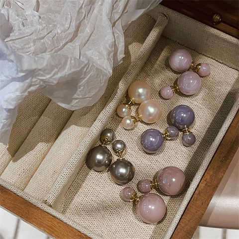 Franse Retro Dubbelzijdige KunstparelOorbellen Legering Minimalistisch Elegant Voor Achter Studs Voor Vrouwen Met Koperen Oorbelpost