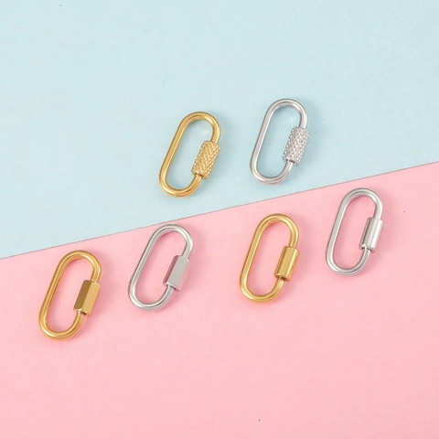 Oval Screw Lock Buckle 304 Stainless Steel 18K Gold Plated Jewelry Connector DIY Findings Bracelet Necklace Accessory