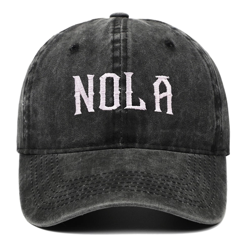 Casquette De Baseball Brodée NOLA Coton Lavé Rétro Ajustable Chapeau De Soleil Pour Hommes Et Femmes