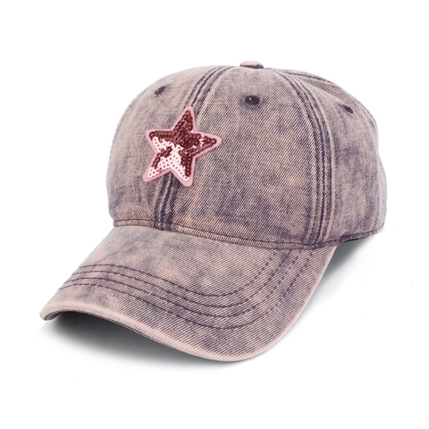 Casquette De Baseball En Denim Lavé Vintage Avec Étoile En Paillettes Protection Solaire Décontractée Pour Hommes Femmes