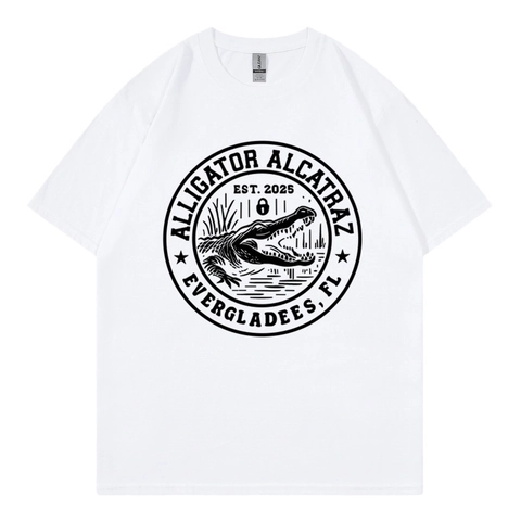 Alligator Alcatraz Grafik T-Shirt Baumwolle Vintage Print Kurzarm Rundhals Casual Herren Sommer Tee