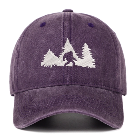 Casquette De Baseball En Coton Lavé Vintage Broderie Bigfoot Sasquatch Pin Rétro Extérieur Chapeau Soleil Unisexe