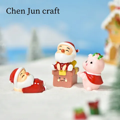 Weihnachts Mikro Landschaft Ornamente Harz Miniatur Figur Weihnachtsmann Schneemann Lebkuchenmann Schreibtisch Feiertag Dekoration