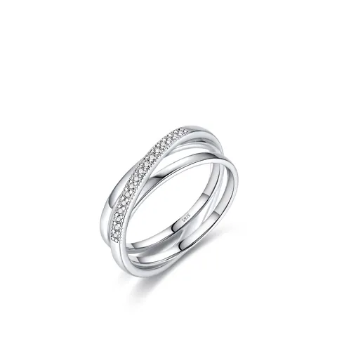Anello In Argento Sterling 925 Triplo Intrecciato Fascia Incrociata Micro Pave Zircone Gioielli Geometrici Per Donna Elegante