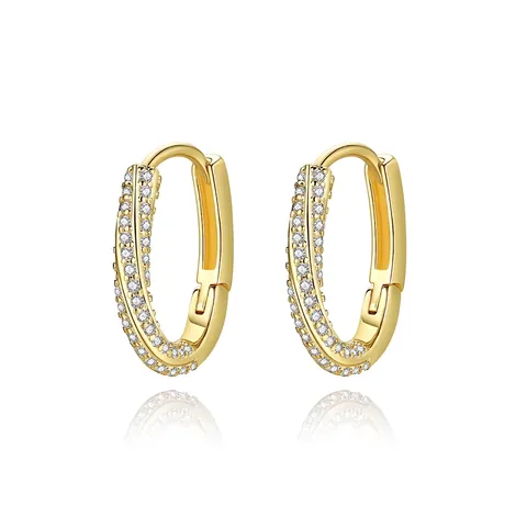 Pendientes De Aro De Moda Geométricos Forma O Cobre Calidad Circón Micro-Pavé Joyas Chapadas En Oro Para Mujeres