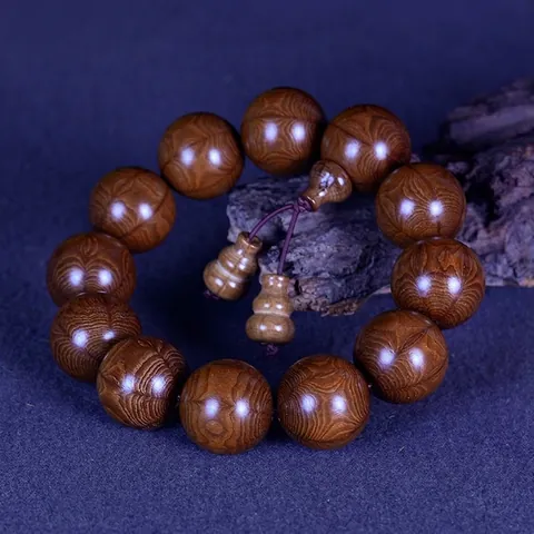 Natural Six-Path Wood Buddhist Prayer Beads Bracelet Hand Polished Zen Ethnic Vintage Gourd Pendant Jewelry