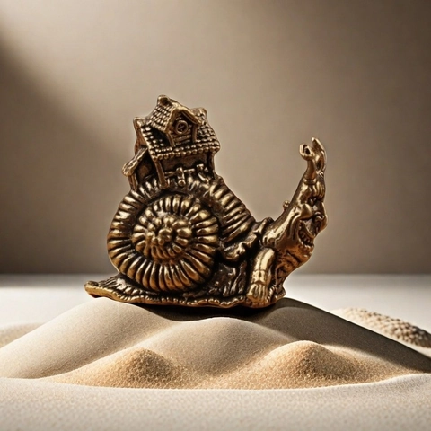 Snail Carrying House Figurine Miniature Brass Alloy Creative Decorative Ornament Vintage Desktop Decoration Gift