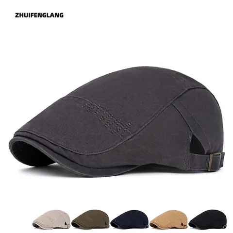 Retro Schirmmütze Aus Gewaschener Baumwolle Verstellbar Newsboy Hat Herren Damen Klassisch Lässig