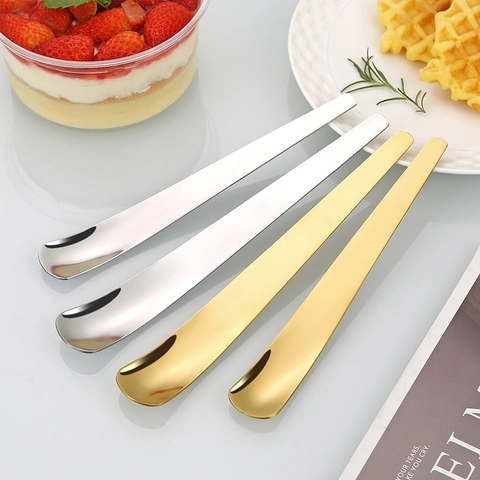 Cucchiaio Da Dessert In Acciaio Inossidabile Manico Lungo Lucidato A Specchio Per Gelato Torta Yogurt Caffè Stile Giapponese Semplice