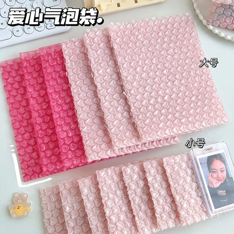 Heart Shaped Bubble Mailers Pink Plastic Shockproof Shipping Bags For Gifts Cards Kawaii Protective Wrap Envelopes