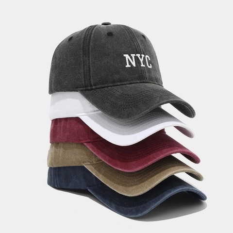 Cappello Da Baseball In Cotone Lavato Ricamo Lettere NYC Retro Berretto Da Sole Regolabile Unisex Casual