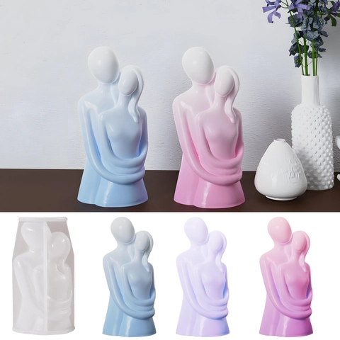 Stampo Silicone Abbraccio Di Coppia Ritratto Umano Astratto DIY Produzione Candele Profumate Ornamento Gesso Sapone Arte Resina Moderno Minimalista