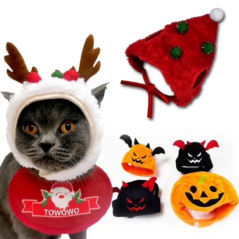 Pet Hat Plush Headwear Cute Animal Fruit Shape Costume For Cats Small Dogs Christmas Halloween New Year Party Dress Up
