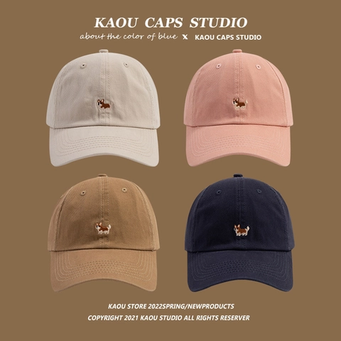 Casquette De Baseball Broderie Corgi Coton Réglable Protection Solaire Chapeau Décontracté Hommes Femmes