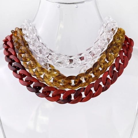Collier Grosse Chaîne en Acrylique Transparent Hip Hop pour Hommes Femmes Fermoir en Acier Inoxydable Bijoux Punk Trendy Streetwear