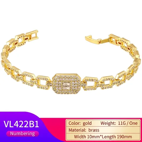 Bracciale in Rame Quadrato Cavo Geometrico Hip Hop Unisex Intarsiato Con Zirconia Catena Cubana Gioielli di Moda Personalizzati
