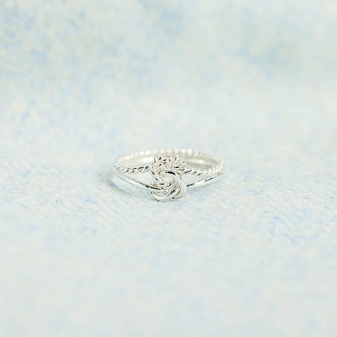 925 Sterling Silver Double Heart Love Knot Ring Rope Twist Adjustable Open Finger Jewelry For Women