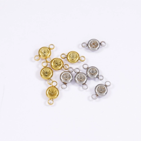 Conectores De Doble Lazo De Acero Inoxidable Para Engaste De Piedra De Nacimiento Fabricación De Joyas DIY Pulido Espejo
