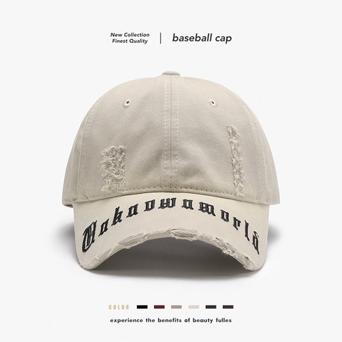 Casquette De Baseball En Coton Distressé Vintage Broderie De Lettres Effilochées Ajustable Rétro Chapeau De Streetwear Pour Hommes Femmes