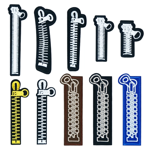 Toppe Ricamate Motivo Cerniera Da Stirare Decorative Riparazione Per Vestiti Borse Giacche DIY Moda Creativa