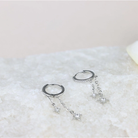 Brass Zirconia Star Moon Studs And Hoops Earrings Set 14k Gold Plated Dainty Tassel Cartilage Piercing Women Fashion Jewelry