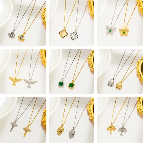 Elegant Heart Shape Titanium Steel Inlay Shell Pendant Necklace