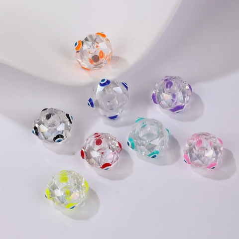 Facettierte Glasperlen Böser Blick Transparent Bunte Flache Zwischenperlen Für DIY Schmuckherstellung Armband Zubehör