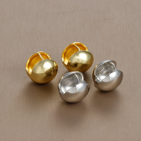 Ronde Bal Huggie Hoop Oorbellen 18K Verguld Koper 925 Sterling Zilveren Oorsteker Vintage Geometrische Sieraden Dames