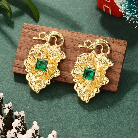 Boucles D'oreilles Broche Cerise Fleur Rétro Alliage Strass Avec Tige En Argent Sterling 925 Bijoux Doux Noël Femmes