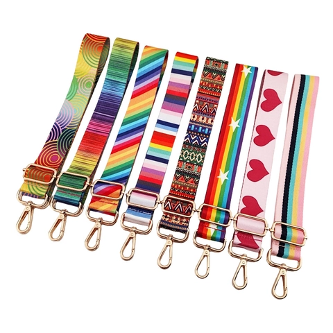 Correa de Bolso Ancha Ajustable Arcoíris Reemplazo de Correa de Hombro Para Bolsos y Bandoleras Estilo Étnico Poliéster