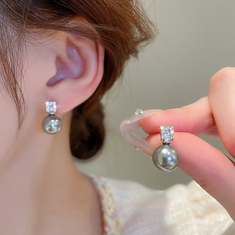 Orecchini A Lobo Geometrici Con Künstliche Perle Sintetiche E Zirconia Rame Elegante Gioielleria Donna Perno In Argento Sterling 925
