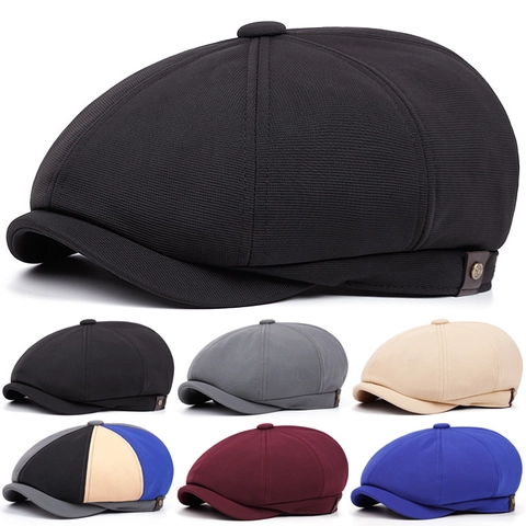 Berretto Newsboy Vintage Cotone Cappello Ottagonale Retro Cabbie Ivy Cappello Da Guida Uomo Donna Regolabile Tinta Unita Traspirante