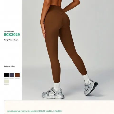 Pantaloni Da Yoga Vita Alta Donna Nylon Riciclato Spandex Contenitivo Push Up Asciugatura Rapida Leggings Fitness Palestra