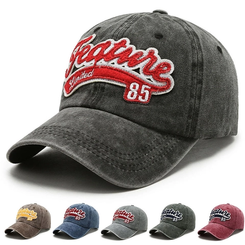 Cappello Da Baseball In Cotone Lavato Vintage Distressed Ricamo Lettere Protezione Solare Cappello Regolabile