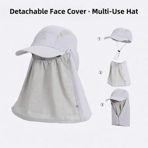 Outdoor Sun Hat Detachable Mask Neck Flap Nylon Mesh Quick Dry UV Protection Waterproof Baseball Cap Breathable Hiking