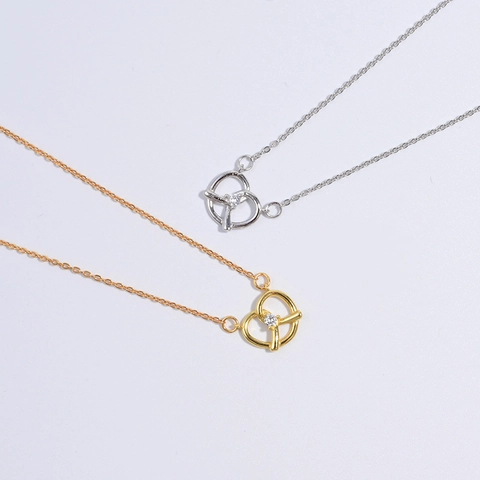 925 Sterlingsilber Herz Brezelknoten Halskette Für Damen Einfach Elegant Eingelegtes Zirkonia Anhänger Schlüsselbein Schmuck
