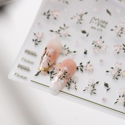 Embossed Nail Art Stickers Floral Flower Pattern Ultra Thin Self Adhesive Manicure Decals PET Decoration