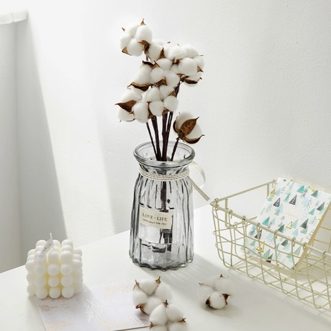 Natural Dried Cotton Flower Stems For Vase Filler Rustic Home Decor Fluffy Cotton Branches Christmas Floral Arrangement