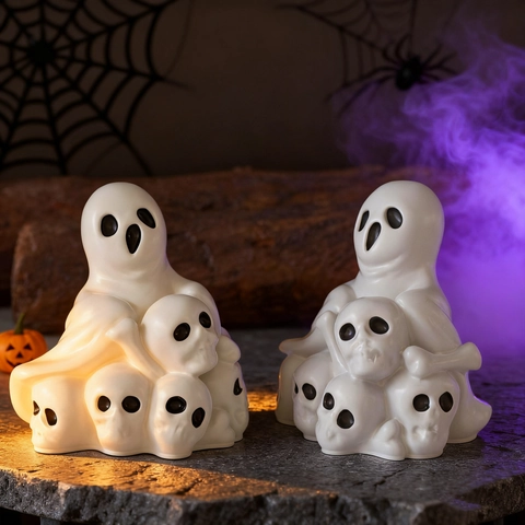 Halloween Geest Schedel Siliconen Vorm DIY Aromatherapie Kaars Hars Gieten Gotisch Griezelig Tafel Ornament Feest